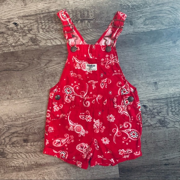 OshKosh B'gosh Other - Osh Kosh Red Bandana Print Short Overalls Linen